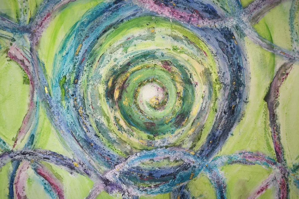 Ruhige Spiralform in Grün- und Blautönen